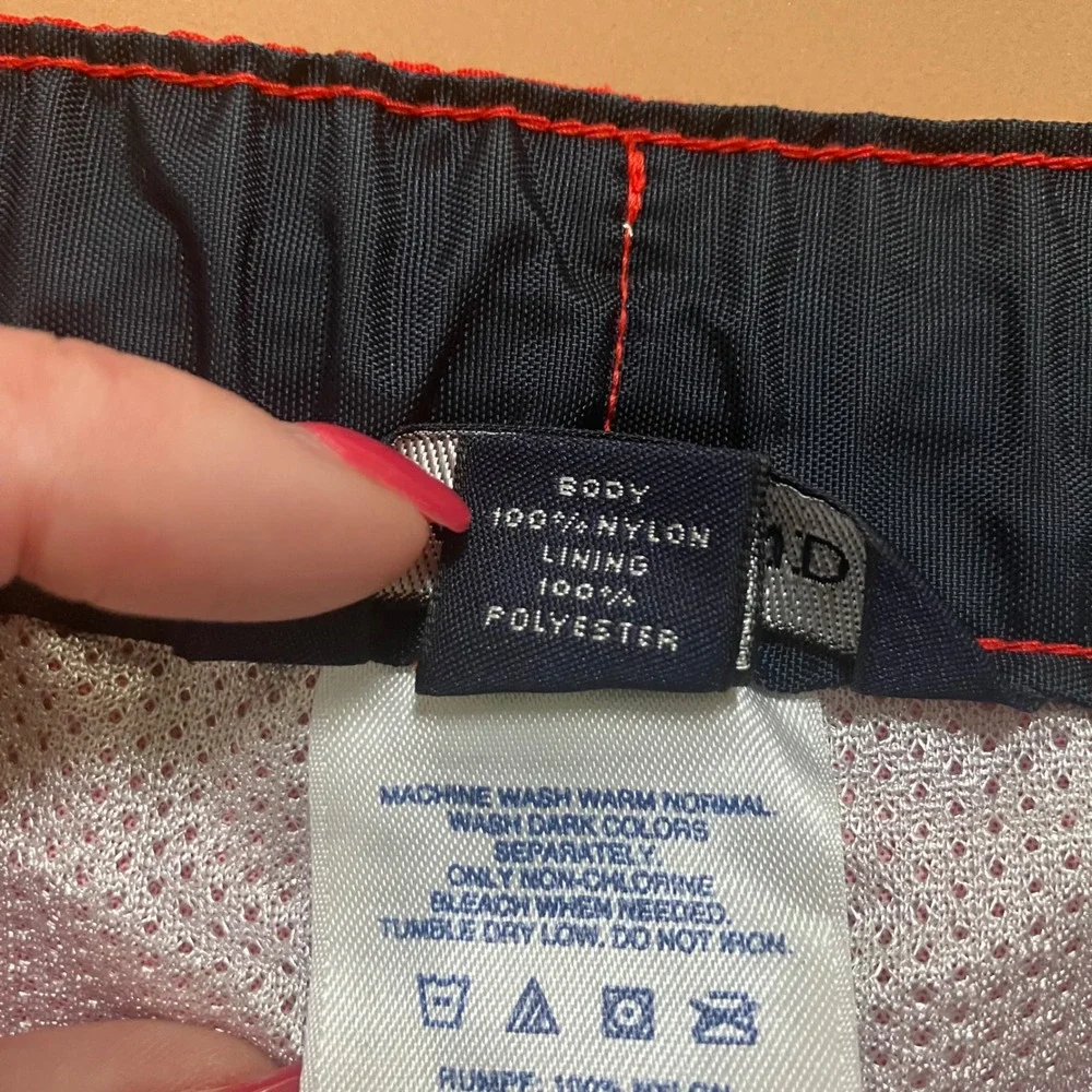 Lot of 2 Lands' End Mens Swim Trunks Board Shorts‎ 35 Red Geometric Print